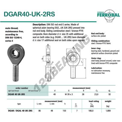 DGAR40-UK-2RS-DURBAL