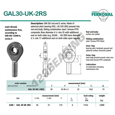 DGAL30-UK-2RS-DURBAL