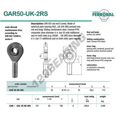 DGAR50-UK-2RS-DURBAL