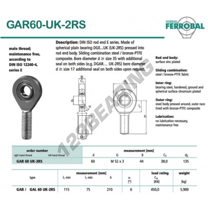 DGAR60-UK-2RS-DURBAL